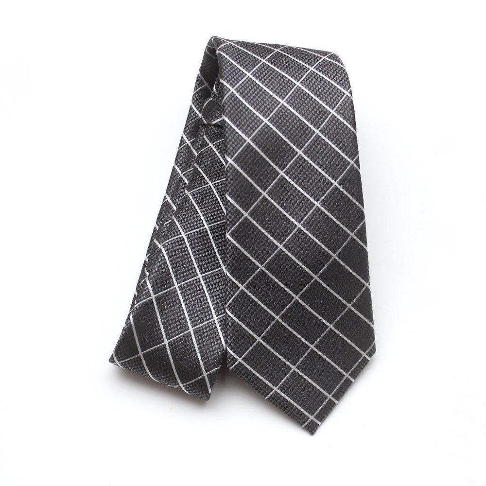 Jos A Bank Tie Grey Plaid Necktie Slim Luxury Men NWT 2.5 in